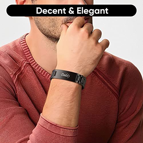 VNOX Masculine Watch Band Stainless Steel Link Bracelet Personalized Jewelry Gift for Men DAD Father Husband Boyfriend