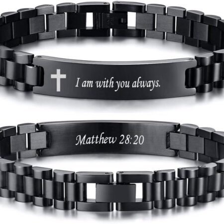 VNOX Personalized Religious Jewelry-Engraved Inspirational Christian Faith Bible Verse Quote Wristbands Elegant Link Bracelet Encouragement Gift,Cassic Watch Band Strap Design