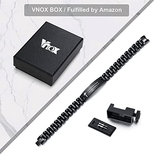 VNOX Personalized Religious Jewelry-Engraved Inspirational Christian Faith Bible Verse Quote Wristbands Elegant Link Bracelet Encouragement Gift,Cassic Watch Band Strap Design