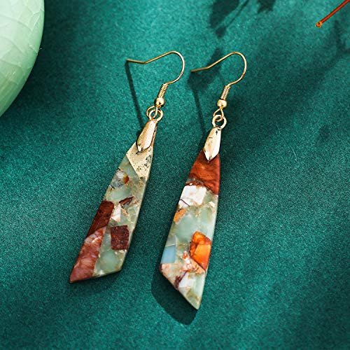 Women Natural Stone Earrings Unique Healing Gemstone Energy Hypoallergenic Lightweight Dangle Drop Earrings Multiple Styles Earrings Jewelry for Birthday Party Gift