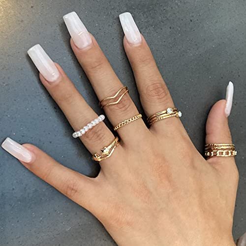 YEEZII 68 Pcs Gold Knuckle Rings Set for Women, Stackable Rings Boho Joint Finger Midi Rings Silver Hollow Carved Crystal Stacking Rings Pack for Gift