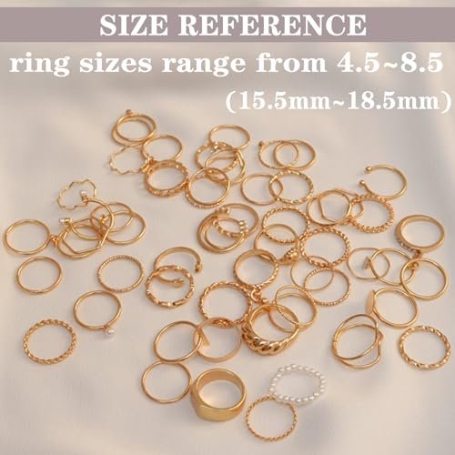 YEEZII 68 Pcs Gold Knuckle Rings Set for Women, Stackable Rings Boho Joint Finger Midi Rings Silver Hollow Carved Crystal Stacking Rings Pack for Gift