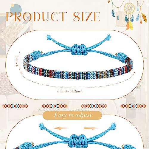 Yinkin 12 Pcs Boho Surfer Ankle Bracelet Unisex Handmade Braided Bracelet Adjustable Beaded Anklets Waterproof Beach Bracelet for Women Men (Cute)