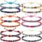 Yinkin 12 Pcs Boho Surfer Ankle Bracelet Unisex Handmade Braided Bracelet Adjustable Beaded Anklets Waterproof Beach Bracelet for Women Men (Cute)