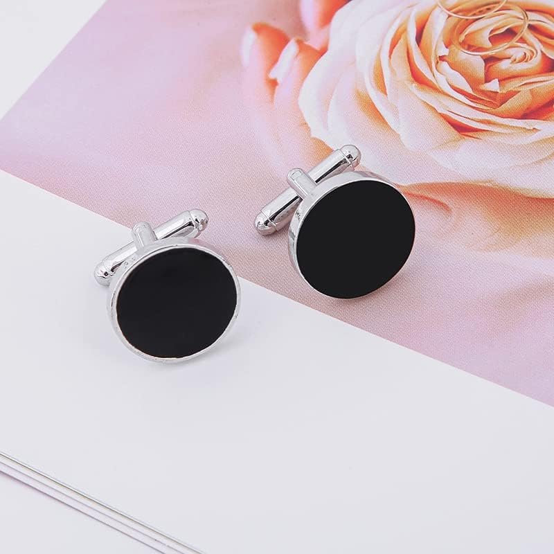 YKKJ Manschettenknöpfe, Herren Hochzeit Manschettenknöpfe 1 Paar Edelstahl Manschettenknopf Schwarz Cufflinks für Herren Shirt Business Hochzeit oder als Geburtstagsgeschenk