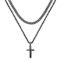 Yooblue Cross Necklace for Men, Gold Black Silver Mens Cross Necklaces Stainless Steel Cross Pendant Necklace Simple Jewelry Gifts Cross Chain Necklace for Men