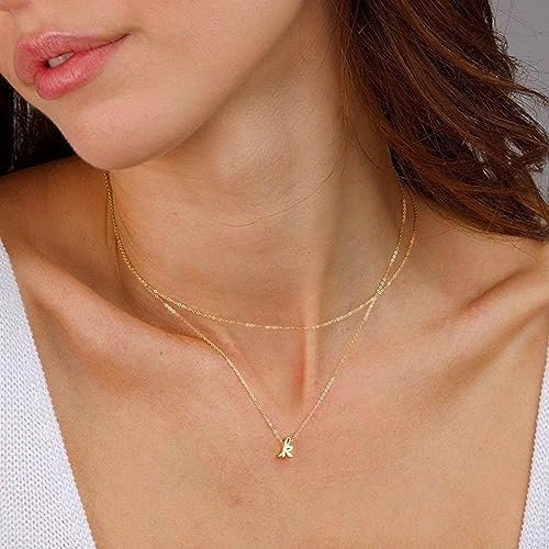 Yoosteel Layered Initial Necklaces for Women Trendy, 14K Gold Plated Letter A-Z Pendant Necklace Tiny Initial Necklace Personalized Monogram Layered Gold Initial Necklaces for...