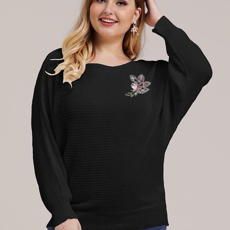 YOQUCOL Big Large Brooch Pin Austrian Crystal Leaf Shape Bouquet Rhinestone Scarf Decoration Wreath Cloth Brooches Pins For Women Girls