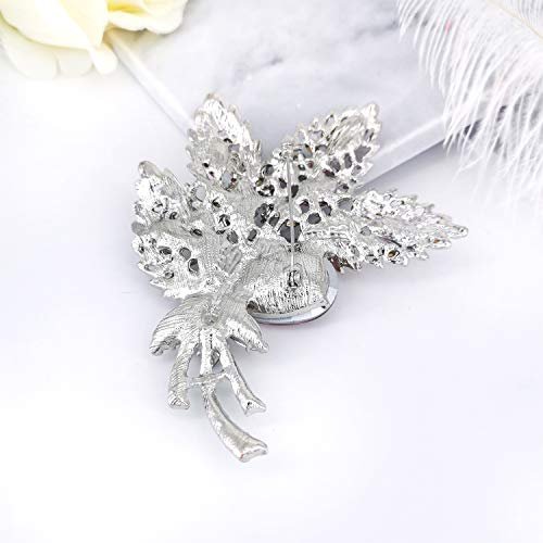 YOQUCOL Big Large Brooch Pin Austrian Crystal Leaf Shape Bouquet Rhinestone Scarf Decoration Wreath Cloth Brooches Pins For Women Girls