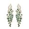 Zircon Gemstone Drop Dangle Earrings, Rhinestone Cluster Earrings Luxury Bridal Flower Fashion Jewelry, 18K Gold Plated 925 Sterling Silver Posts Sparkly Evening Dressy Earrings